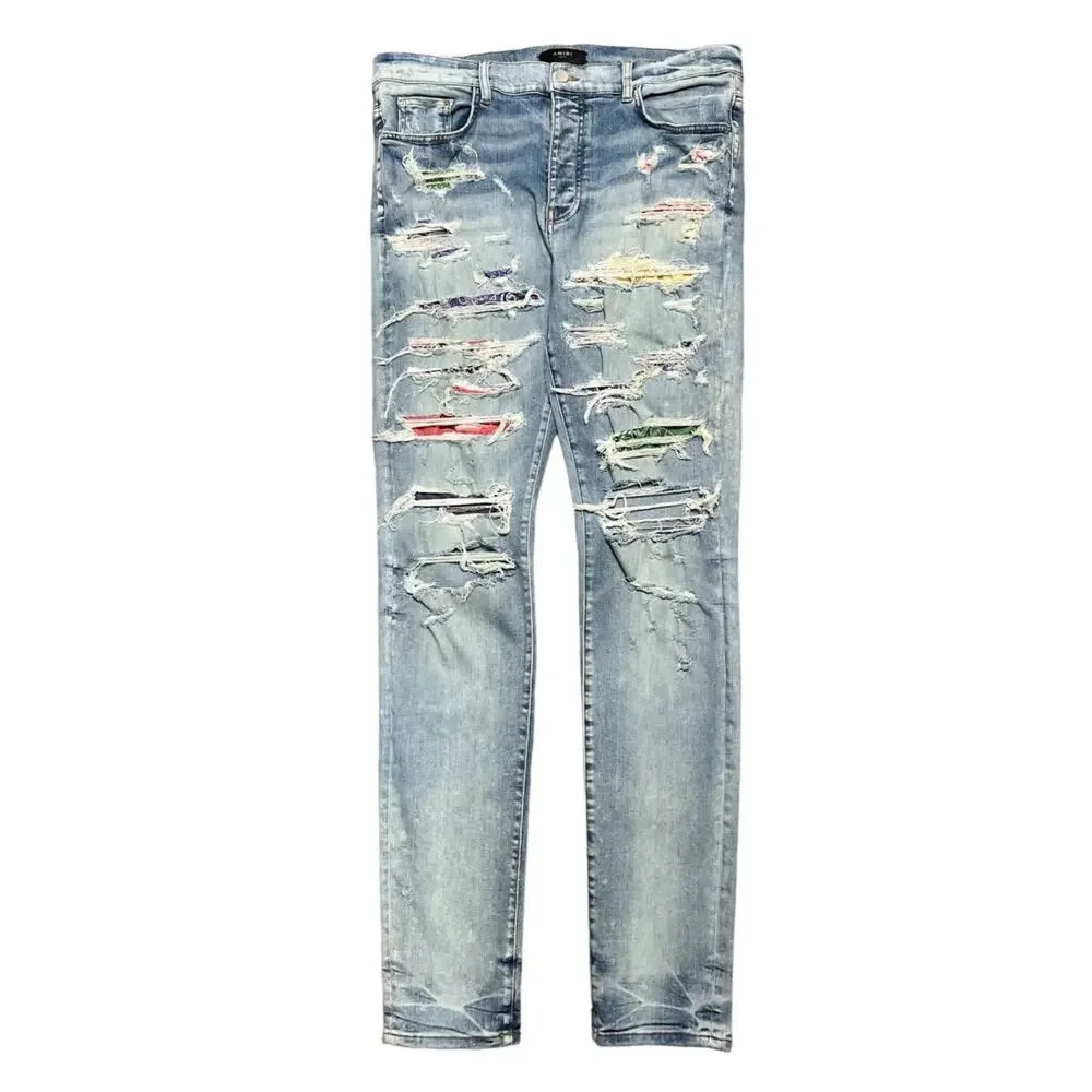 NWT Amiri Rainbow Patch Denim